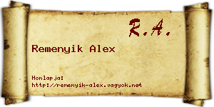 Remenyik Alex névjegykártya